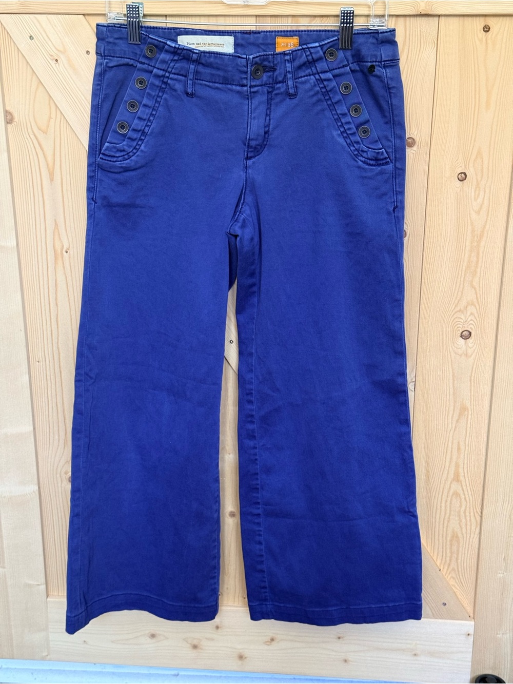 Pilcro and the Letterpress Wide-Leg Cropped Pants in Cobalt Blue